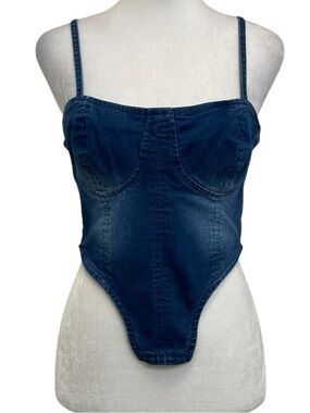 Miss Selfie Vintage 2000s Denim Bustier Tank Top